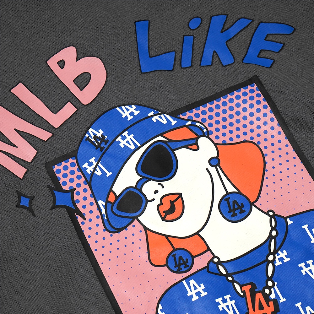 M7B Like LA Dodgers Cartoon Overfit Sweatshirt Dark Grey