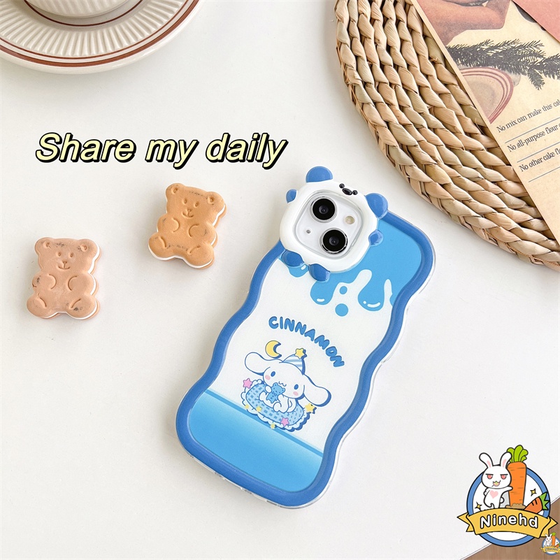 IPHONE Casing Kompatibel Untuk Iphone14 13 12 11 Pro Max X Xr Xs Max7 8 6 6s Plus Pasangan Biru Kualitas Tinggi Casing Ponsel Bergelombang Bingkai Monster Kecil Lembut Halus Shockproof Cover Pelindung