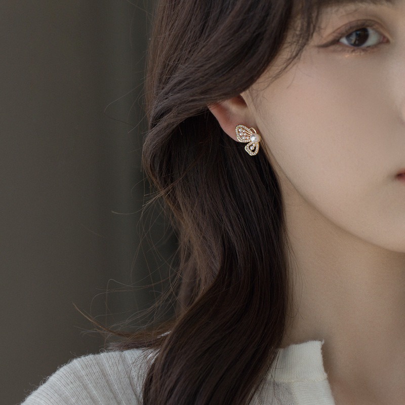 HBS 188 Anting Hijab Wanita Tusuk Mutiara Kristal Women Earrings Korea Aksesoris Fashion