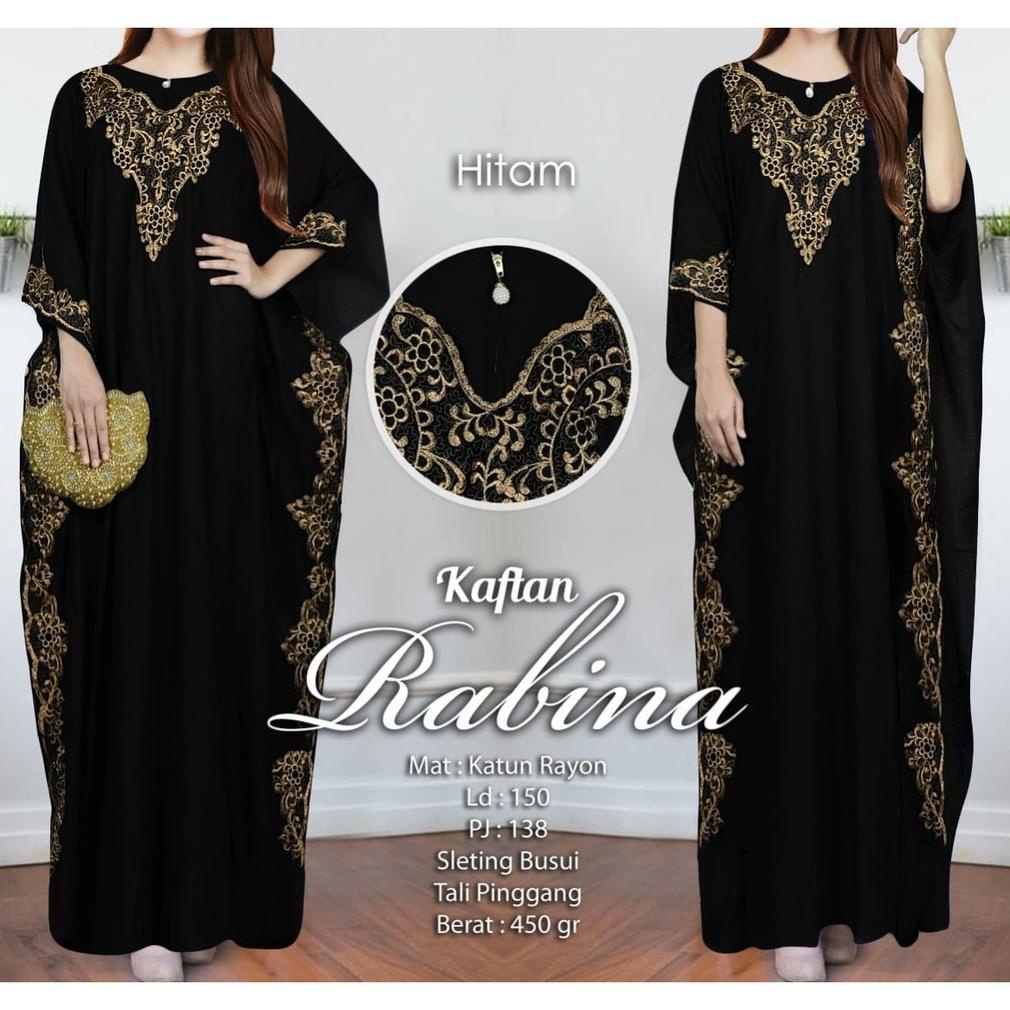 KAFTAN Lebaran 2024 TERBARU/ Kaftan Mewah rabina / rabbina Kaftan Putih bordir bahan katun rayon FIT TO XXXL LD150CM