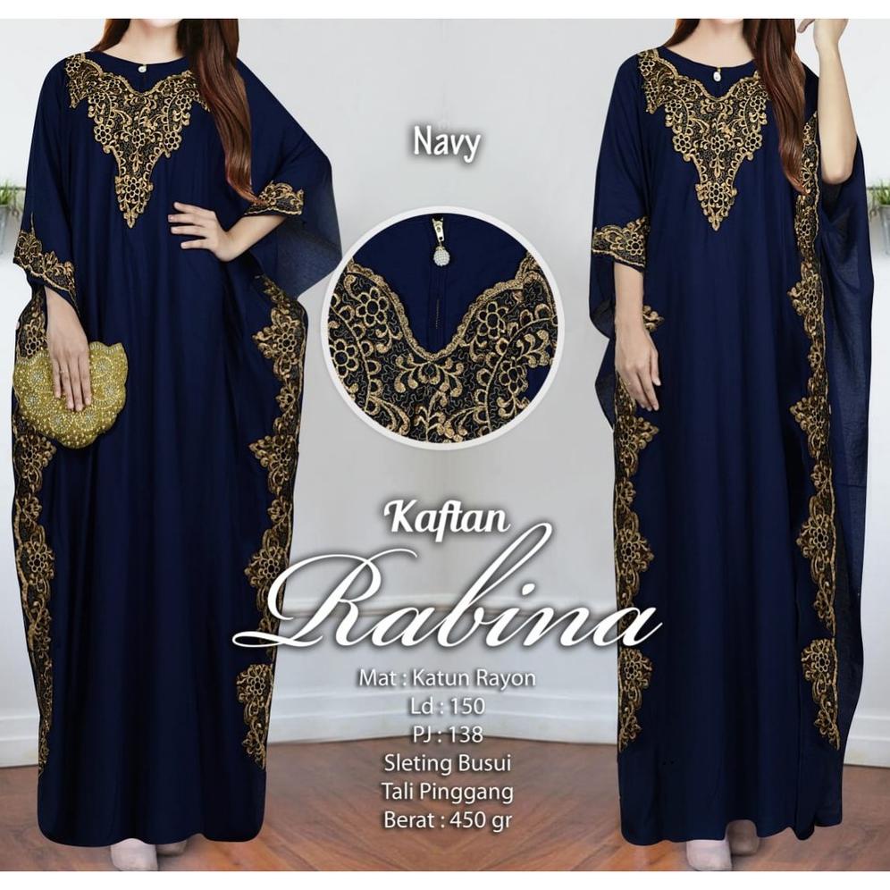 KAFTAN Lebaran 2024 TERBARU/ Kaftan Mewah rabina / rabbina Kaftan Putih bordir bahan katun rayon FIT TO XXXL LD150CM