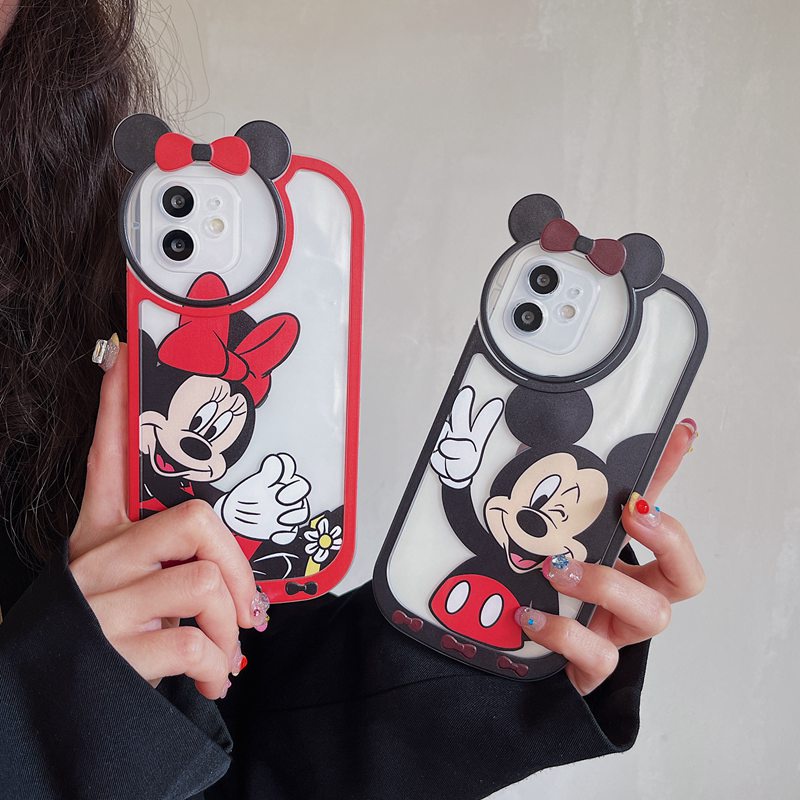 IPHONE Pelindung Kamera Lucu Mickey &amp; Minne Soft Case iP Iphone7 8 14+Plus SE 2020 X XR XS Max11 12 13 Pro Max FTD Casing Apple