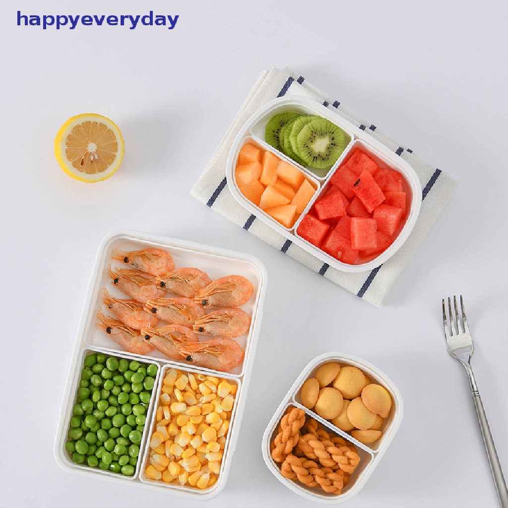 [happy] Bento Lunch Box Sekat Bisa Dilepas Microwave Aman Kulkas Buah Tetap Segar Kotak Penyimpanan [ID]