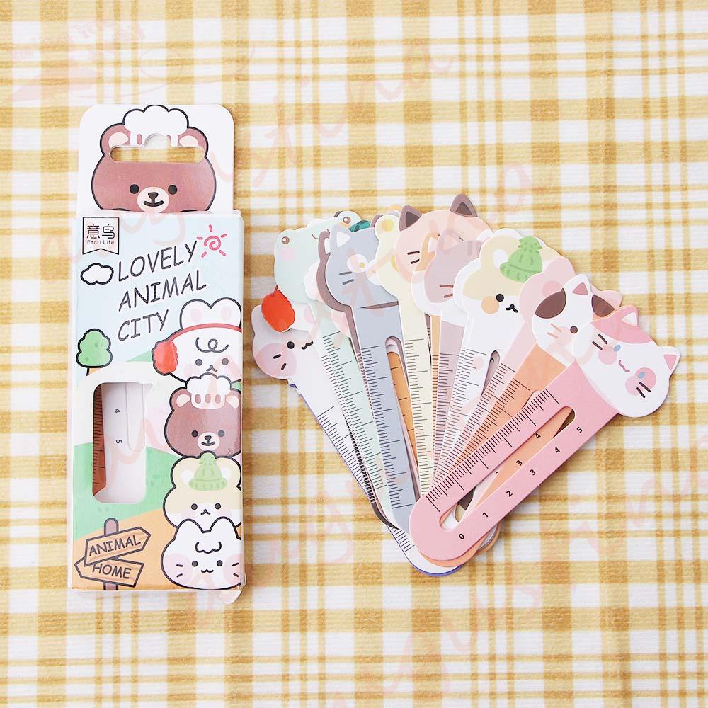 Penggaris Agustina Bookmark Penanda Halaman Anak Holder Siswa Alat Tulis Perlengkapan Sekolah Label Halaman Kartun Hewan