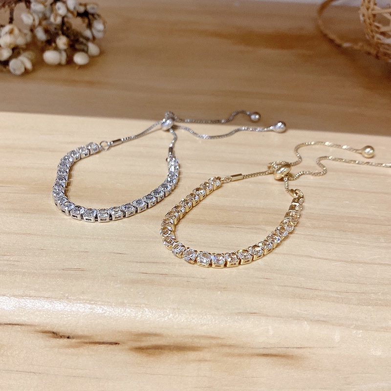 Gelang silvery zircon Untuk Aksesori Berlian flash Pesta Korea Wanita