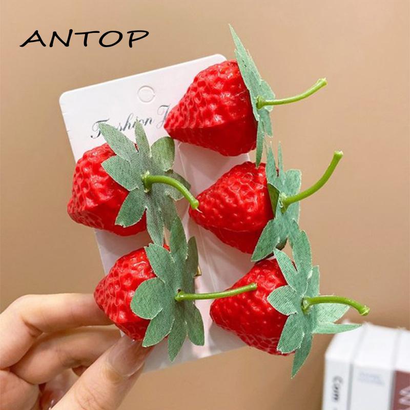 Simulasi Buah Kepribadian Jepit Rambut 3D Strawberry Lucu Lucu Jepit Rambut Mini [Yumna]