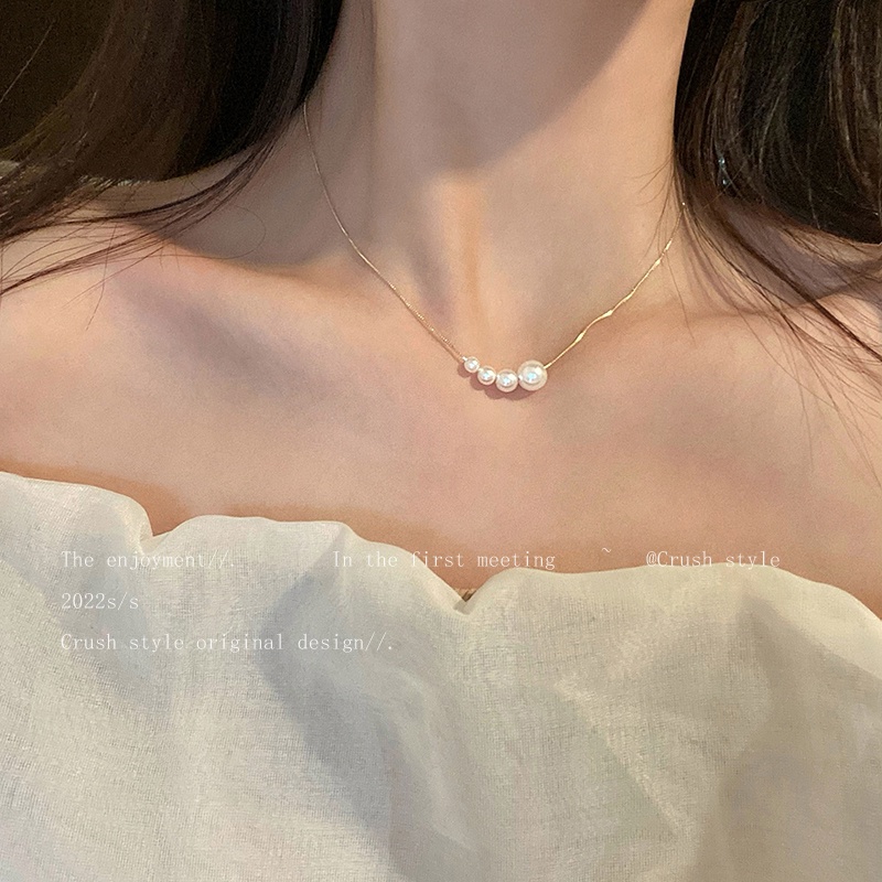 Yeezii Mutiara Liontin Kalung Untuk Wanita Sederhana Rantai Emas Choker Perhiasan Aksesoris