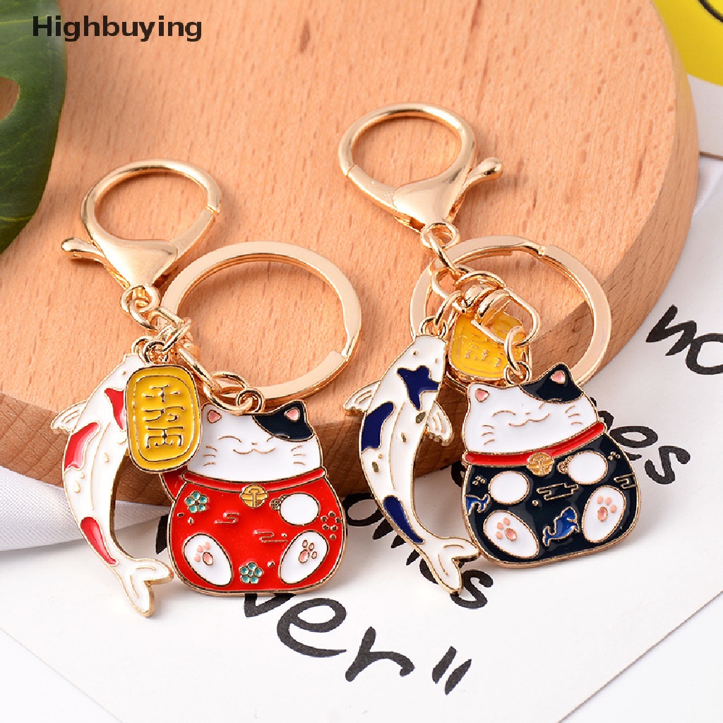 Hbid Gantungan Kunci Kucing Rejeki Jepang Ikan Koi Liontin Keychain Indah Kunci Ring Hadiah Glory