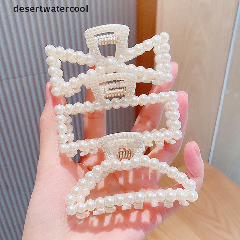 Deid Mutiara Acrylic Hair Claw Clips Ukuran Besar Makeup Styling Rambut Jepit Martijn