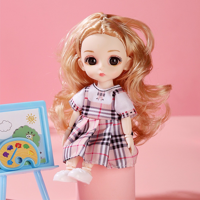 Mainan Anak Perempuan Boneka Mini Bergerak Bersama Bayi Boneka 3d Mainan Yang Indah Untuk Pakaian Anak Perempuan Berdandan Fashion Boneka Hadiah Gadis