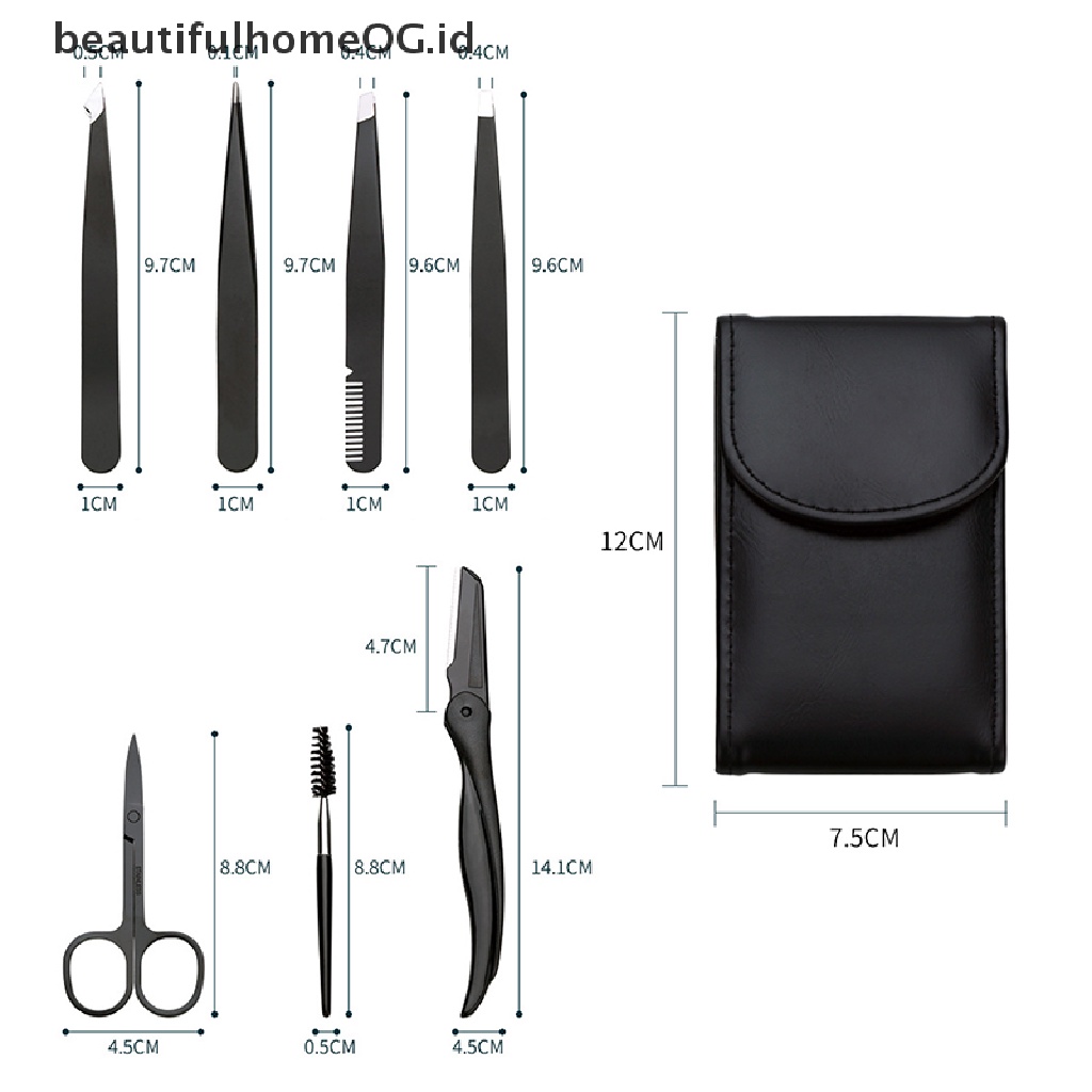 // Kecantikan// 7buah Pinset Alis Stainless Steel Profesional Set Alat Slant Rambut Set **