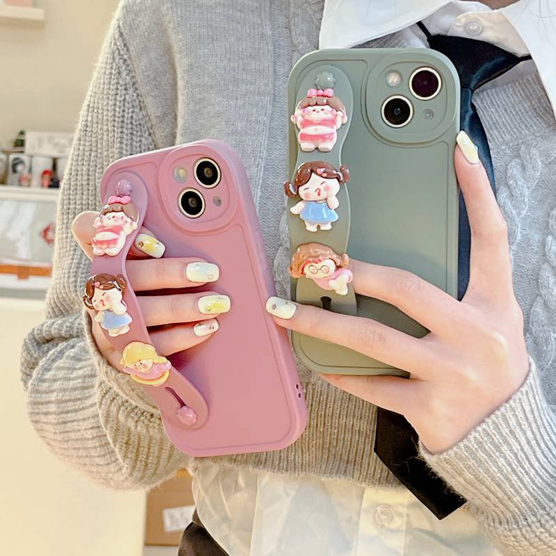 IPHONE Gelang Boneka Lovely Girl Support Soft Case HP iP Iphone6 6S 7 8 14+Plus SE 2020 X XS XR 11 12 13 Pro Max Woman FTD Casing Apple