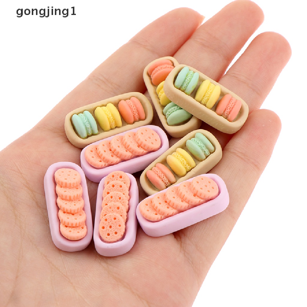 Ggg 10pcs Dekorasi Dapur Rumah Boneka Miniatur Macaroon Makanan Dessert Biskuit Snack Mainan ID