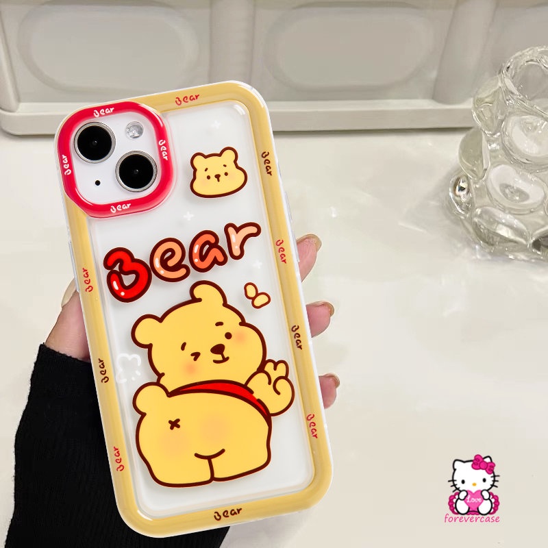 Lovely Winnie the Pooh Bear Case Untuk Redmi Note11 10s 8 10 11s 9 Redmi 9C NFC A1 9T 10 10A 9A 10C 9 12C Note10 Note11 Note9 Note10s POCO F4 Cute Strawberry Bear Soft Airbag Cover