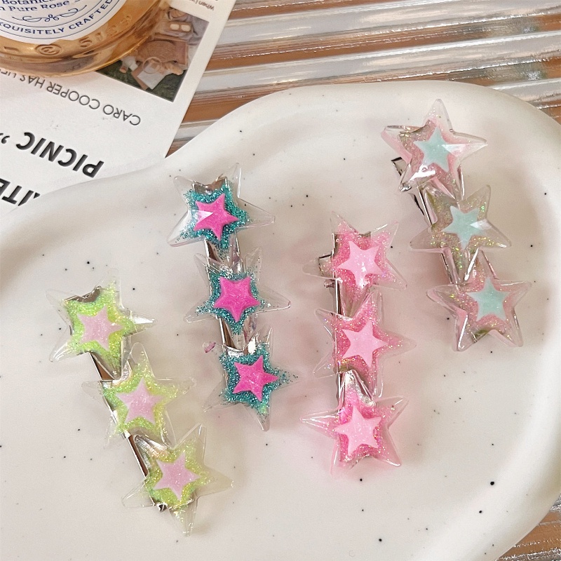 Fashion Jepit Wanita Lucu Pesona Gadis Rambut Pin Warna-Warni Jelly Aksesoris Rambut Pentagram Bintang Jepit Rambut Gaya Korea Keren Hiasan Kepala 1pc Bintang Hair Clip