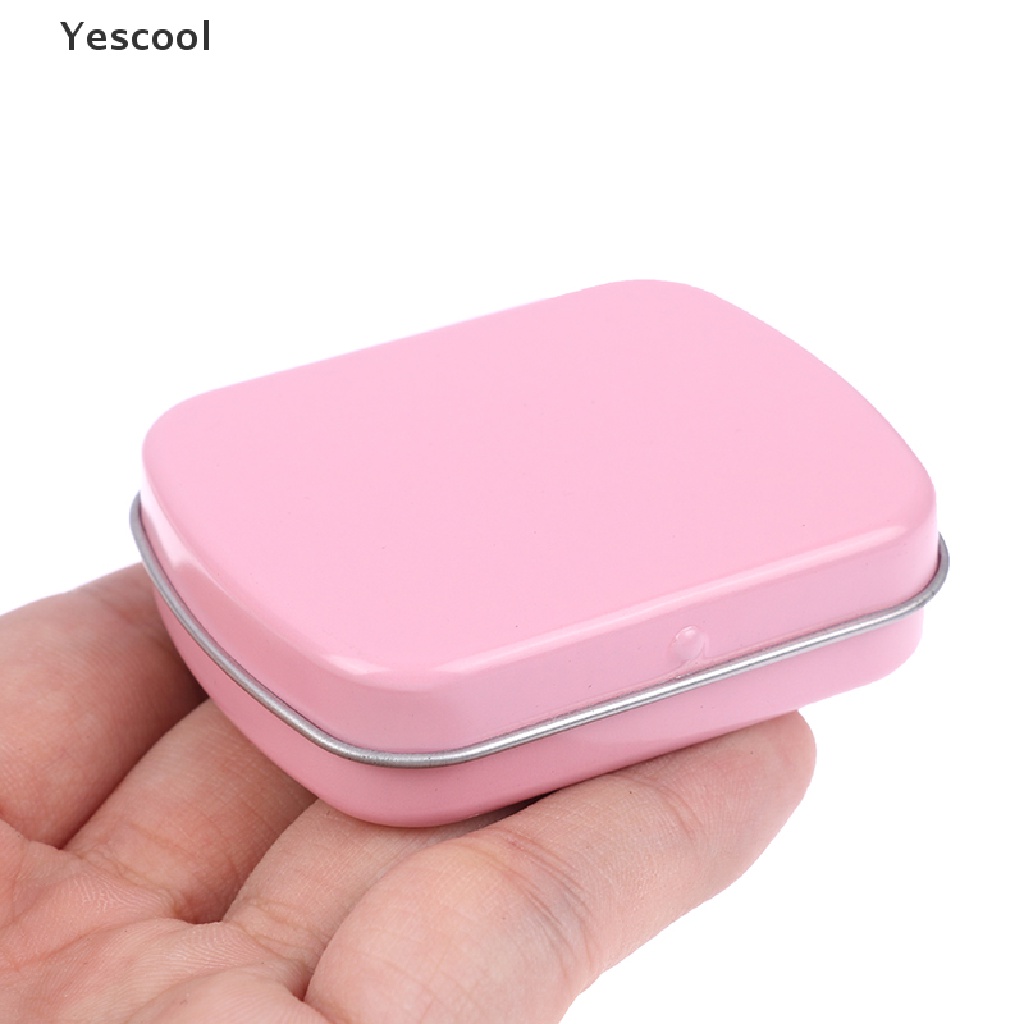 Yescool Kotak Pil Penyimpanan Flip Timah Metal Kosong Kecil Case Organizer Untuk ID Kunci Permen