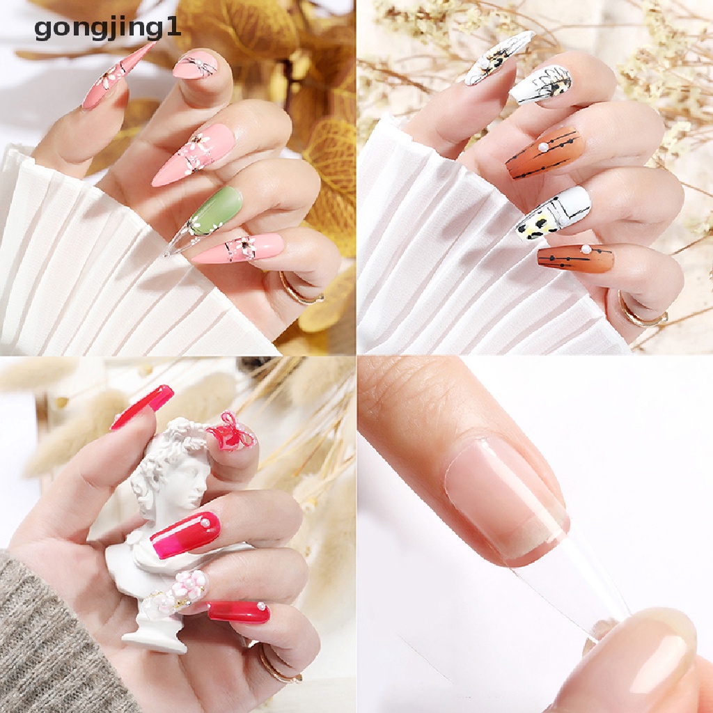 Ggg 1box Peti Mati Transparan Kuku Palsu Bening Balet Keranda Almond Fake Nails Tips ID