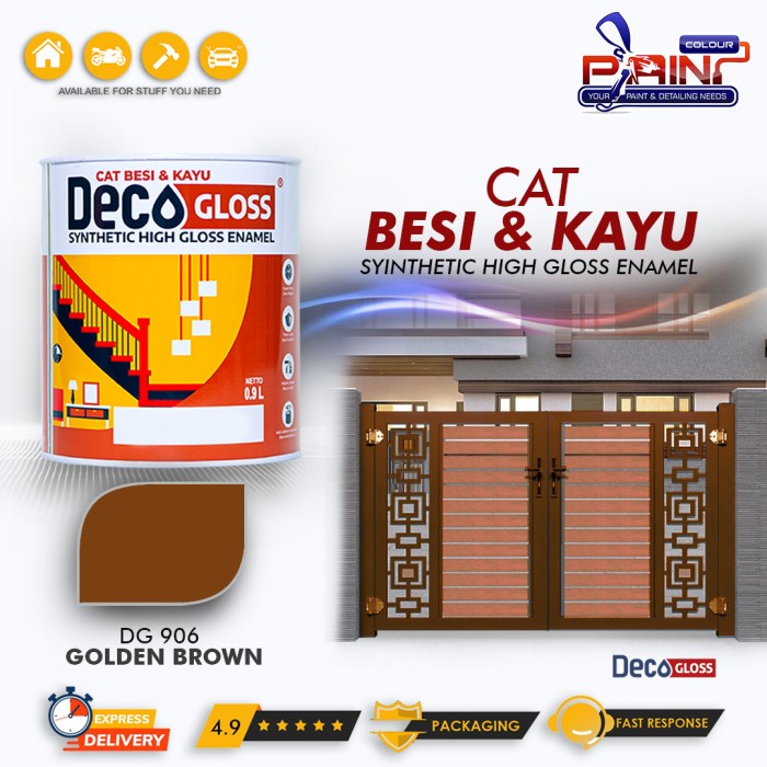 Cat Besi dan kayu DECOGLOSS Synthetic High Gloss GOLDEN BROWN 0.9L