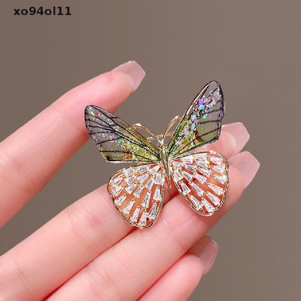 Xo Fashion Perhiasan Premium Bros Elegan Campur Berwarna Kristal Kupu-Kupu Bros Pin OL
