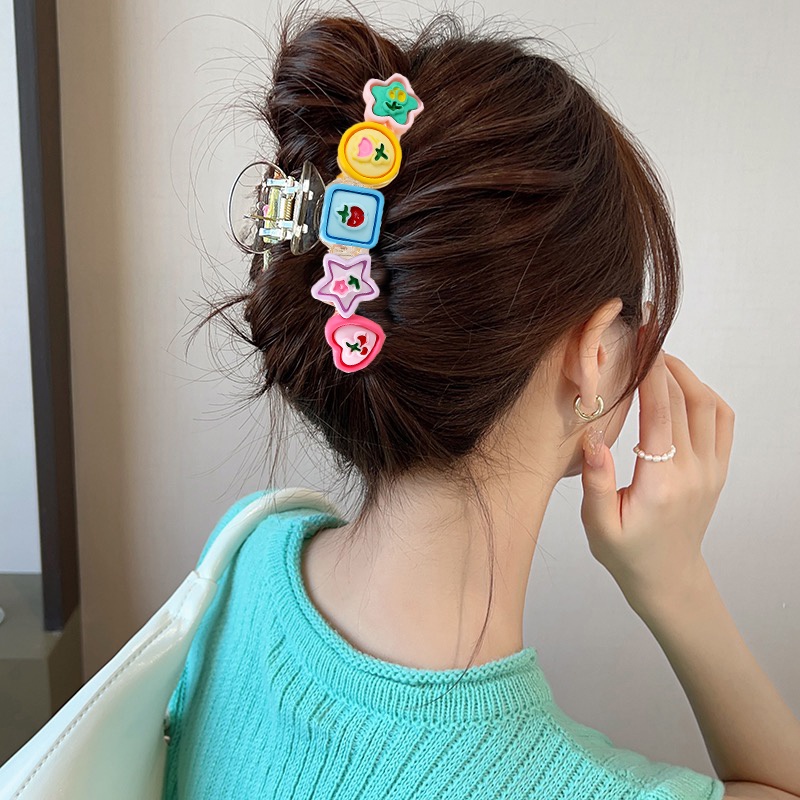 Korea Jepit Rambut Bunga Plastik Gadis Fashion Manis Hair Clip Aksesoris Rambut Wanita