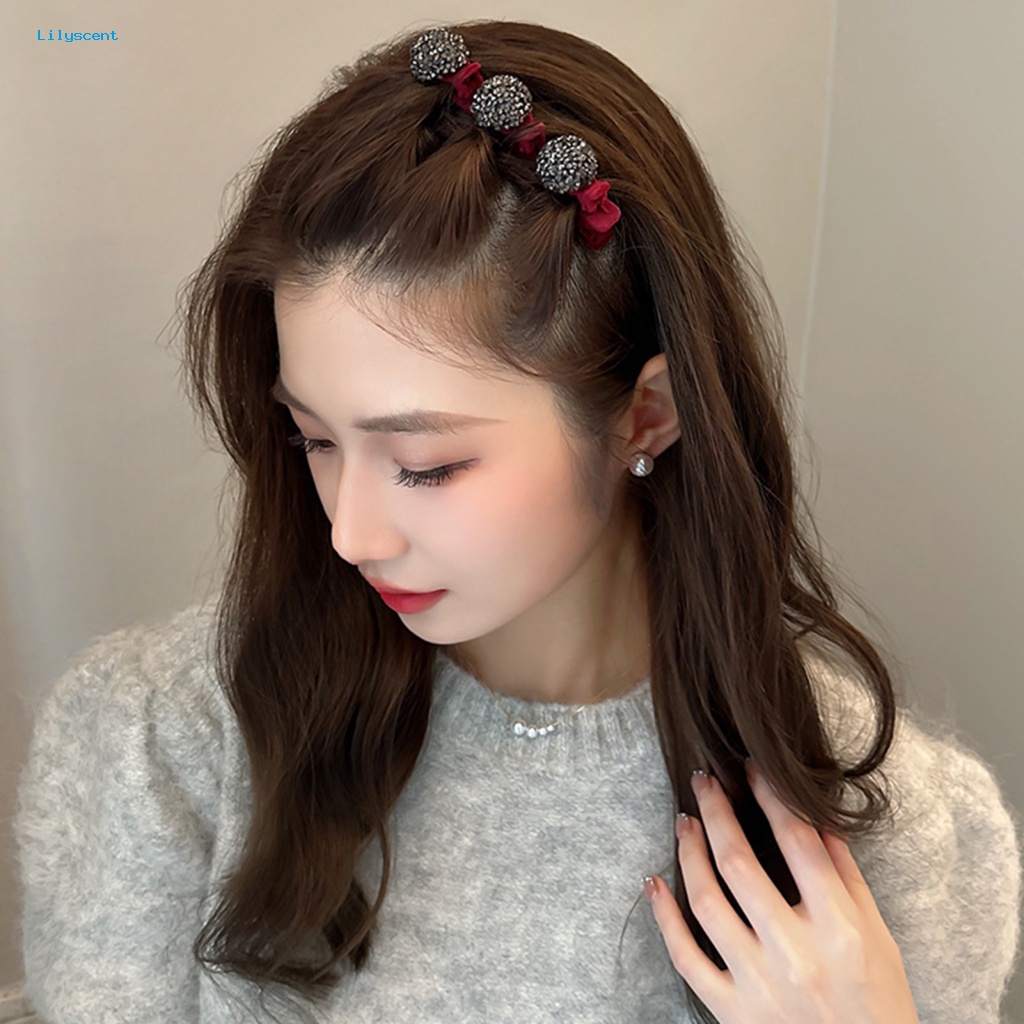 Lilyscent Headpiece Rambut Pin Styling Alat Lapisan Ganda Berbondong-Bondong Poni Klip Rambut Indah