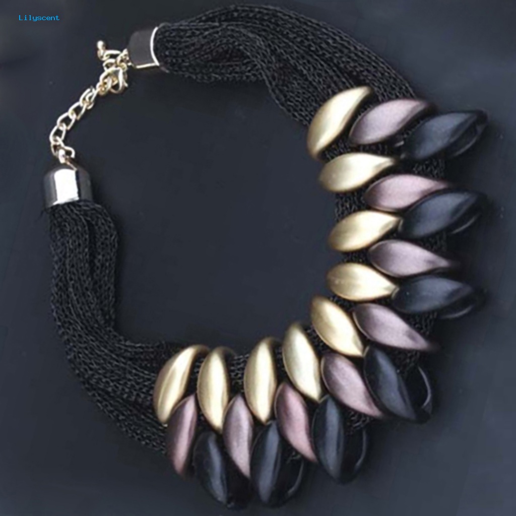 Lilyscent Alloy Fashion Kalung Untuk Perjamuan Daun Liontin Statement Choker Necklace Pengerjaan Halus