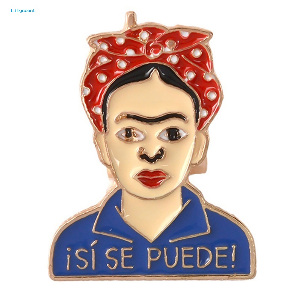 Lilyscent Kartun Enamel Frida Kahlo Meksiko Lencana Kerah Bros Pin Pakaian Perhiasan