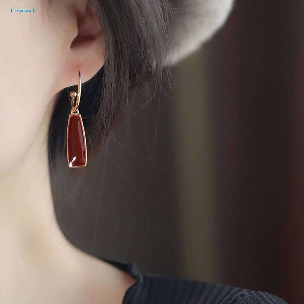 Lilyscent 1pasang Anting Hoop Tahan Aus Aksesori Perhiasan Perempuan Mewah Stud Hoop Earrings Electroplating