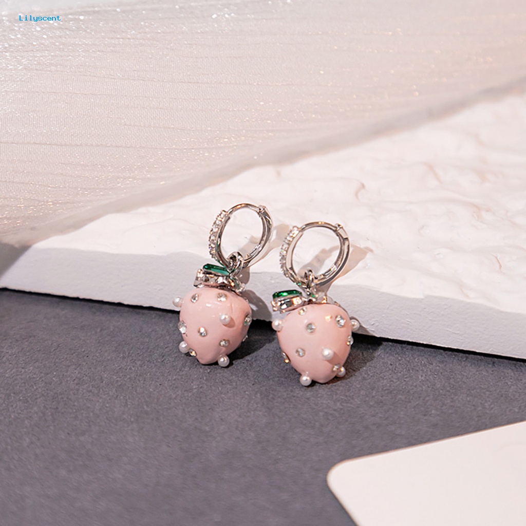 Lilyscent 1pasang Anting Drop Elegan Perhiasan Hadiah Plating Elemen Tanaman Drop Earrings Bentuk Buah