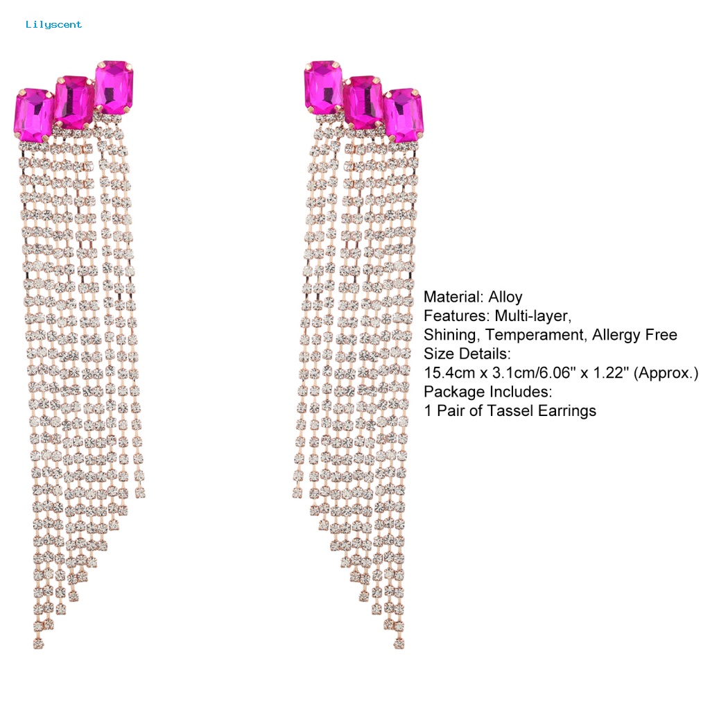 Lilyscent 1pasang All-match Menjuntai Anting Untuk Pacaran Wanita Shiny Party Drop Earrings Shining