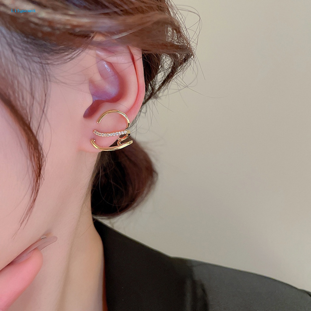 Lilyscent 1pasang Anting Tusuk Geometris Untuk Perjamuan Perempuan Trendi Stud Earrings Faux Zircon Hias