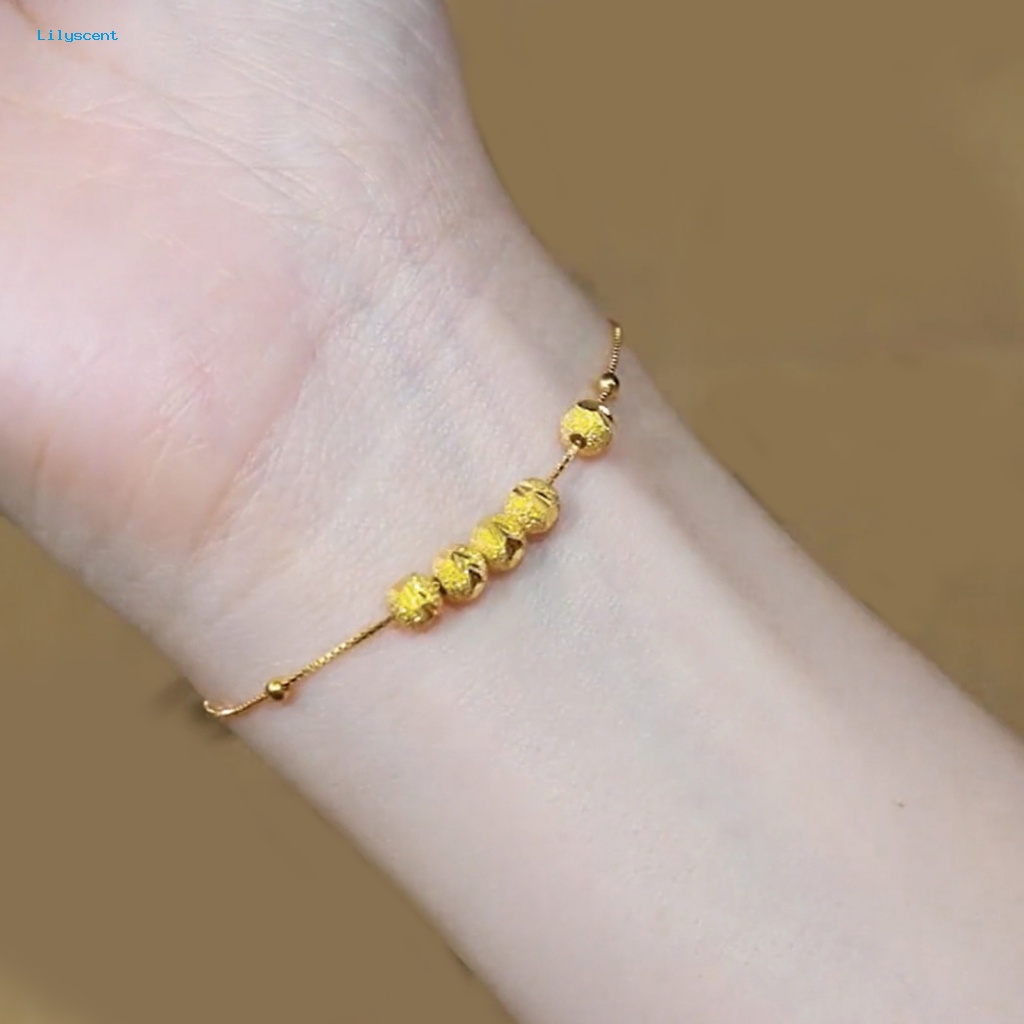 Lilyscent Alloy Ladies Gelang Fashion Perhiasan Transfer Keberuntungan Manik-Manik Dewasa Bangle Adjustable