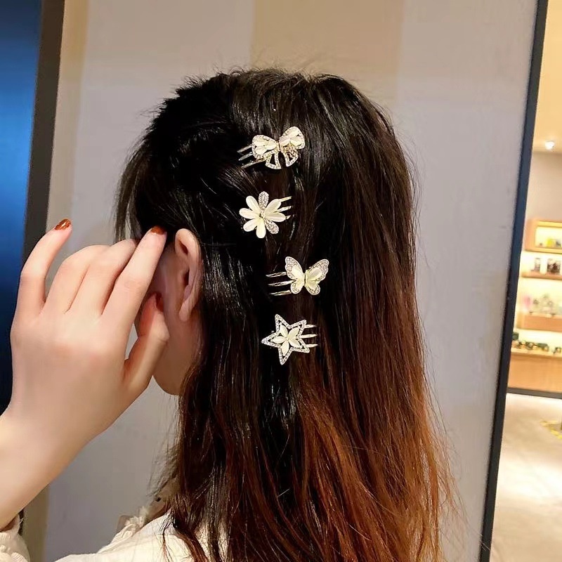 [Unggulan] Aksesoris Styling Rambut Untuk Wanita Tren Aksesoris Rambut Kupu-Kupu Sisi Klem Hiasan Kepala Mutiara Kecil Pin Rambut Cat Eye Butterfly Hair Clips Fashion cute Hair claw