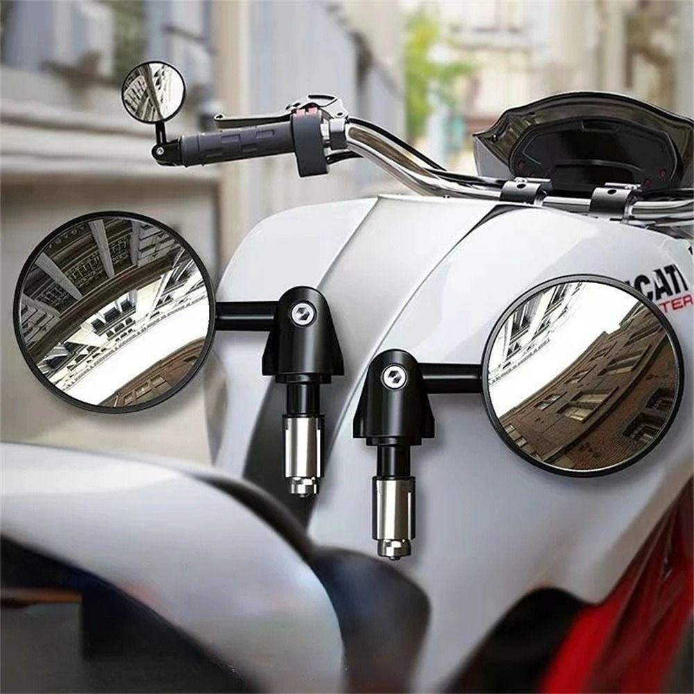 Lanfy Kaca Spion Motor 2pcs/pasang Lipat Cembung Bulat Full Sudut Retro Kaca Spion Motor