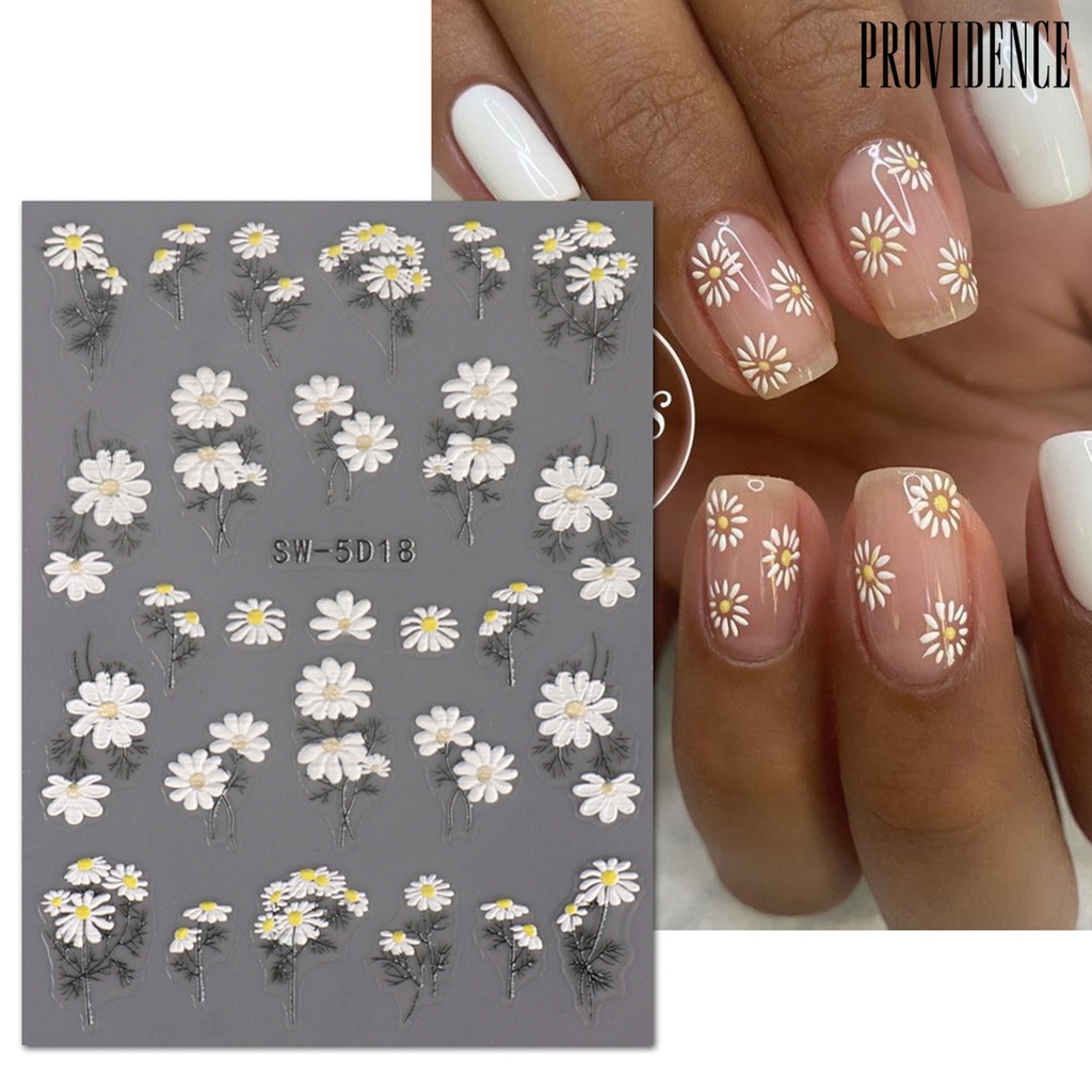 Providence Nail Art Stiker Tiga Dimensi 5D Relief Perekat Diri Tidak Luntur DIY Musim Semi Musim Panas Bunga Matahari Pola Bunga Manikur Stiker Salon Kuku Pasokan