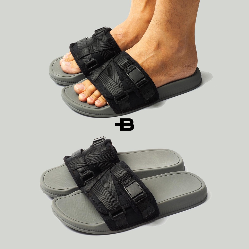 SANDAL SLIDE PRIA - SENDAL SLIP ON FLIP FLOP SELOP | BT KUTA - WAR GREY