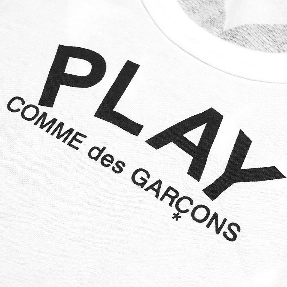 CDG Play Front Text T-Shirt White