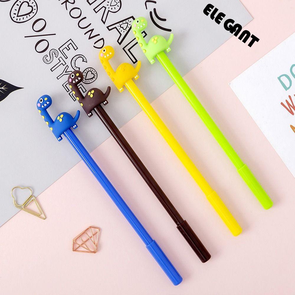 [Elegan] 0.5mm Gel Pen Kreatif Kawaii Tinta Hitam Siswa Tutul Dinosaurus Siging Pena Tulisan