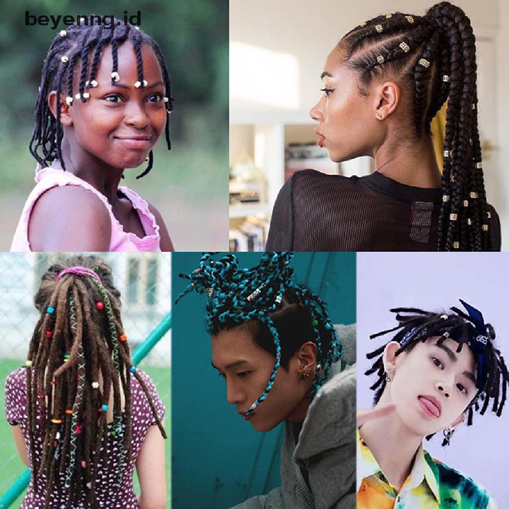 Beyen Lot 50pcs 8mm Manset Rambut Mengepang Klip Lock Dreadlock Manik Hair Extension Dekorasi ID