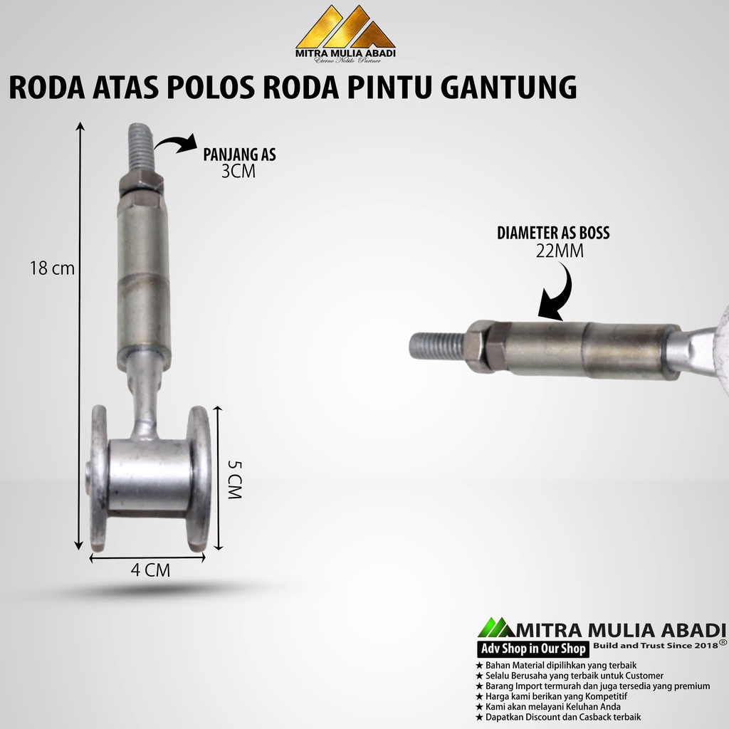 Roda atas Polos Roda Pintu Gantung