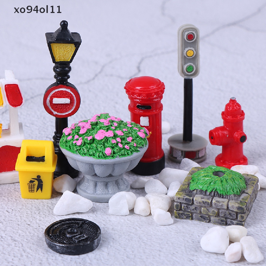 Xo 1pc Patung Kerajinan Pemandangan Jalan Ornamen Taman Miniatur Peri Dekorasi Taman diy OL