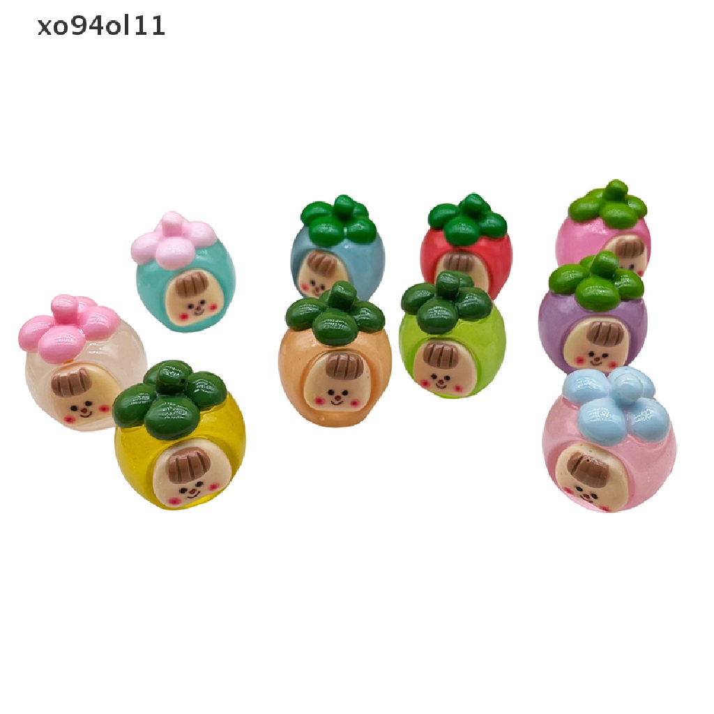 Xo 2Pcs Luminous Manggis Duomei Ornamen Mini Kartun Buah Boneka Mikro Lanskap Dekorasi Rumah Boneka Miniatur Mainan OL