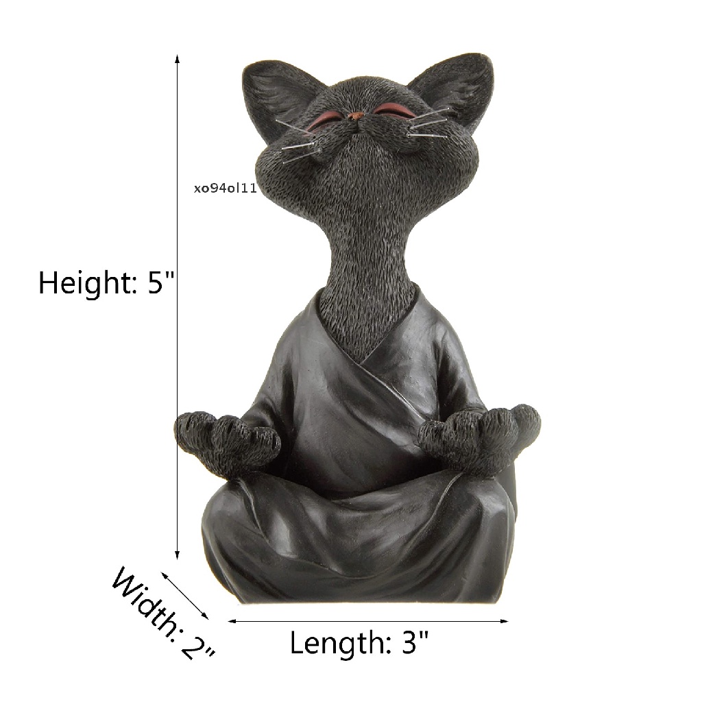 Patung Kucing Buddha XO Aneh Meditasi Yoga Koleksi Happy Cat Decor Home OL