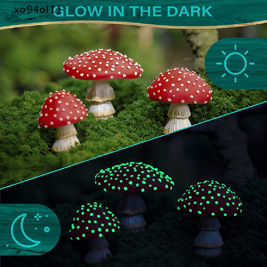 Xo Jamur Mini Glow In The Dark Kerajinan Tangan Fairy Garden Miniatur Hiasan Taman OL