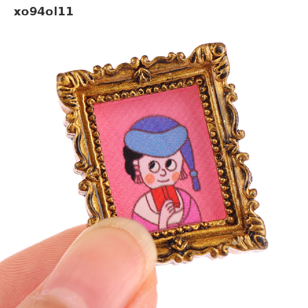 Xo 2pcs 1: 12rumah Boneka Mini Miniatur Foto Paing Minyak DIY Rumah Boneka Hias OL