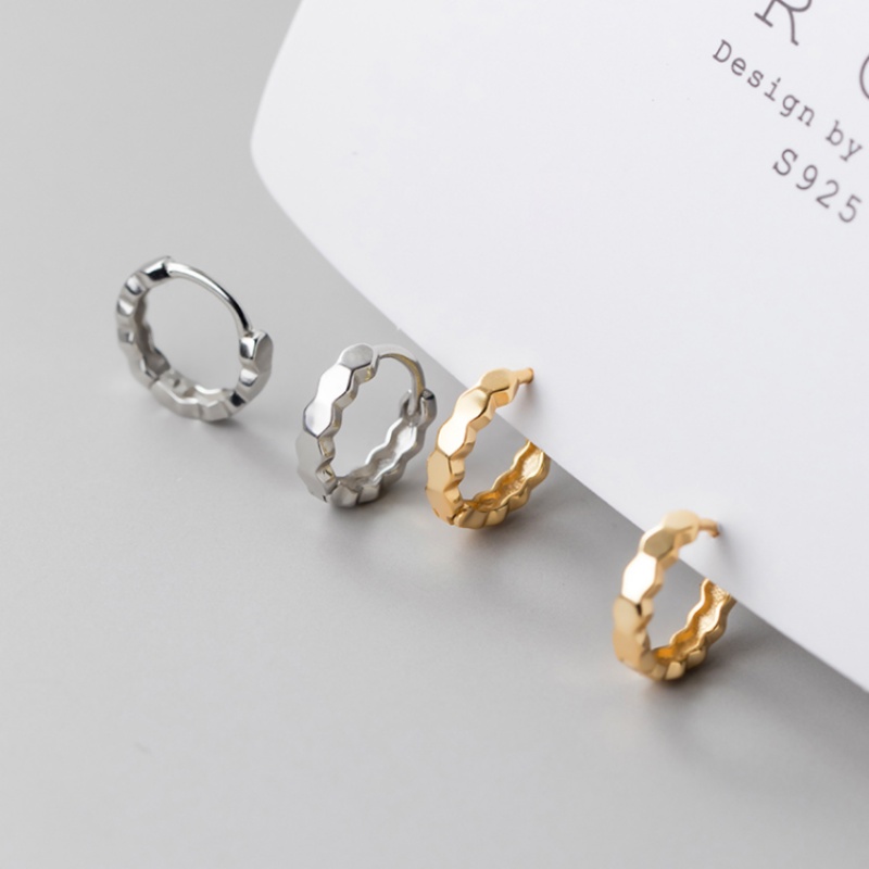 Roselife Minimalis S925 Perak Shiny Lingkaran Hoop Earrings Untuk Wanita Gadis Elegan Geometris Sederhana Anting Bulat Fashion Telinga Perhiasan Aksesoris