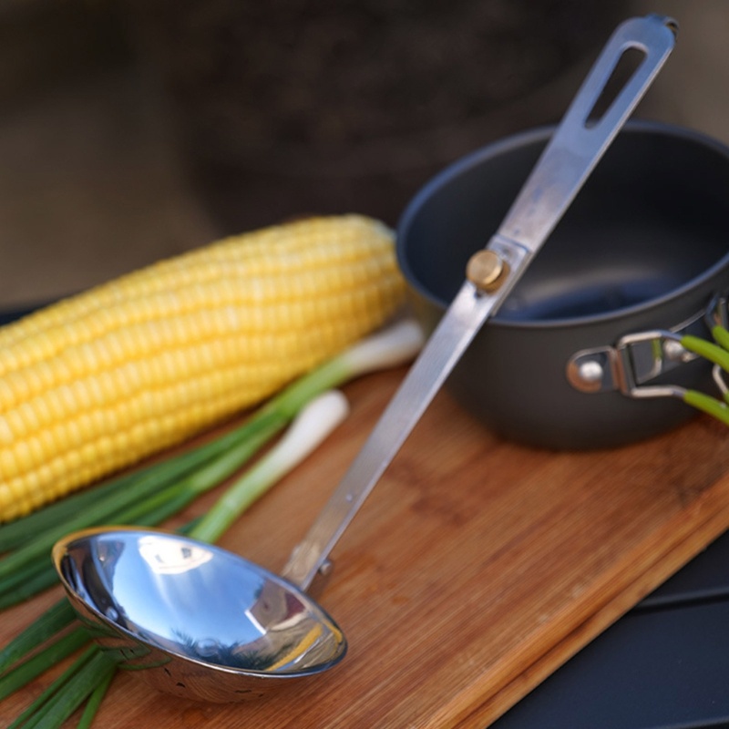 Sun Soup Ladle Stainless Steel Peralatan Sendok Masak Portable Tahan Abrasi