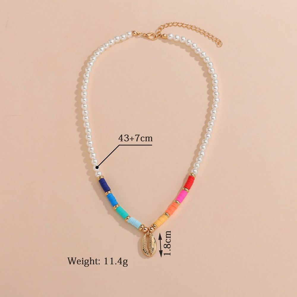 Fashion Colorful Splice Pearl Gold Shell Pendant Necklace Untuk Pria Dan Wanita Adjustable Necklace Jewelry Pribadi Grosir