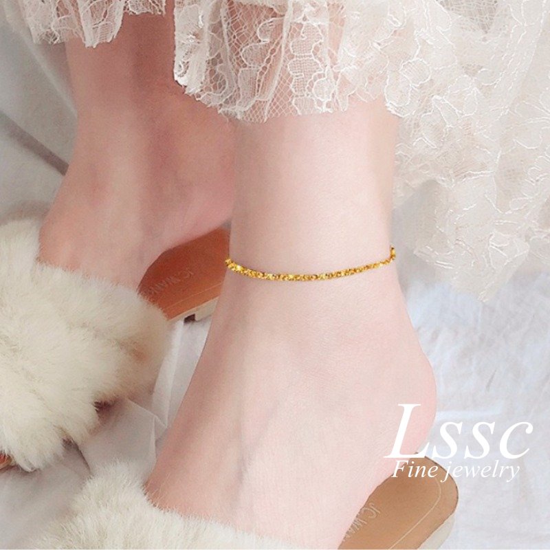 Gelang Kaki Titanium Emas 18K Mewah Cantik Keberuntungan Korea Anti Karat Aksesoris Wanita Perhiasan