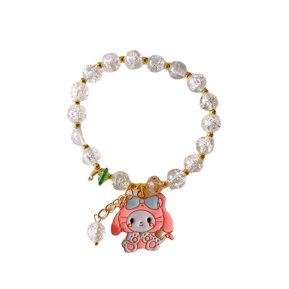 Ins Sanrio Strawberry Bear Liontin Manik-Manik Gelang Anak Perempuan Perhiasan Hadiah Dengan Kotak Penyimpanan